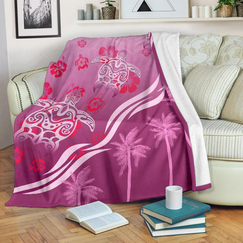 pink-turtle-hibiscus-premium-blanket