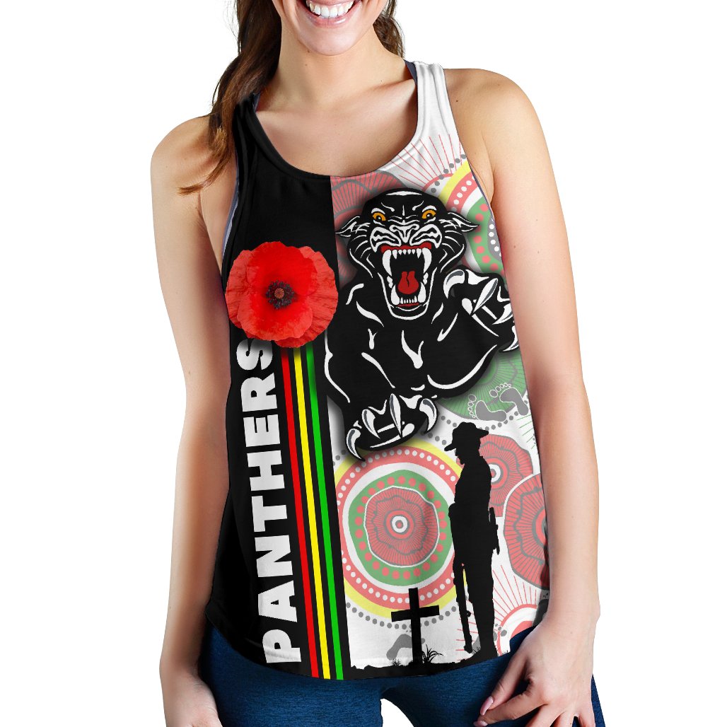 Penrith Panthers Women's Racerback Tank Anzac Day Power Style - Vibe Hoodie