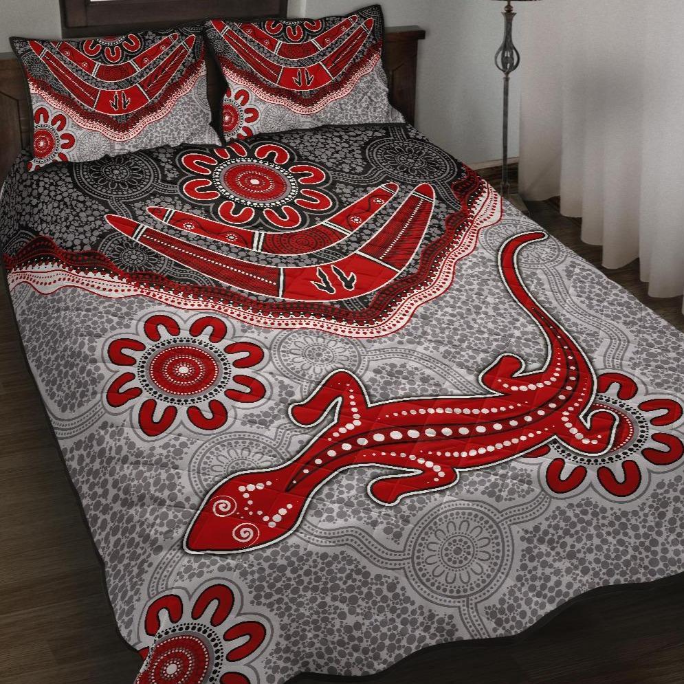 aboriginal-quilt-bed-set-indigenous-boomerang-and-lizard-art
