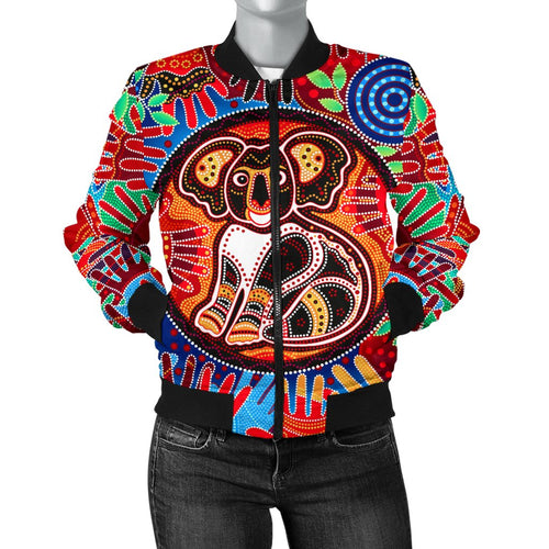 aboriginal-womens-bomber-jacket-koala-and-hand-art-dot-painting-jacket