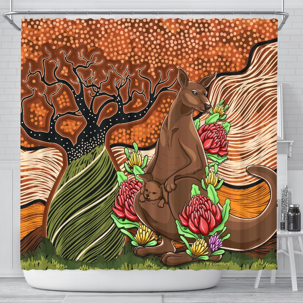 aboriginal-shower-curtain-kangaroo-with-indigenous-tree