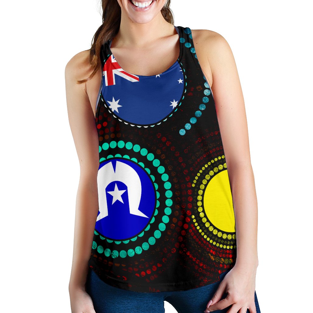 Aboriginal Racerback Tank - Aboriginal Dot Painting & Flag - Vibe Hoodie