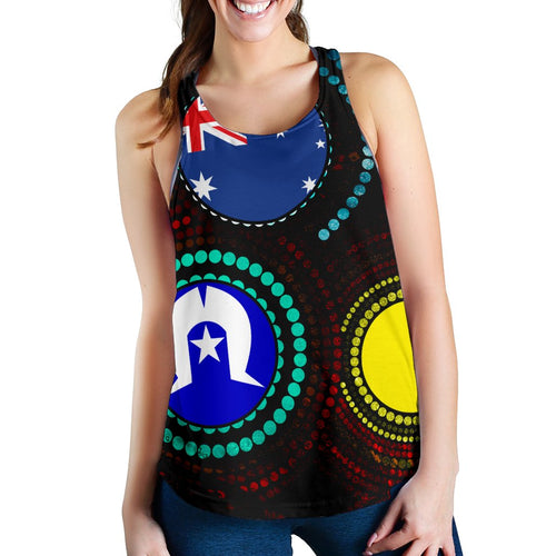 Aboriginal Racerback Tank - Aboriginal Dot Painting & Flag - Vibe Hoodie
