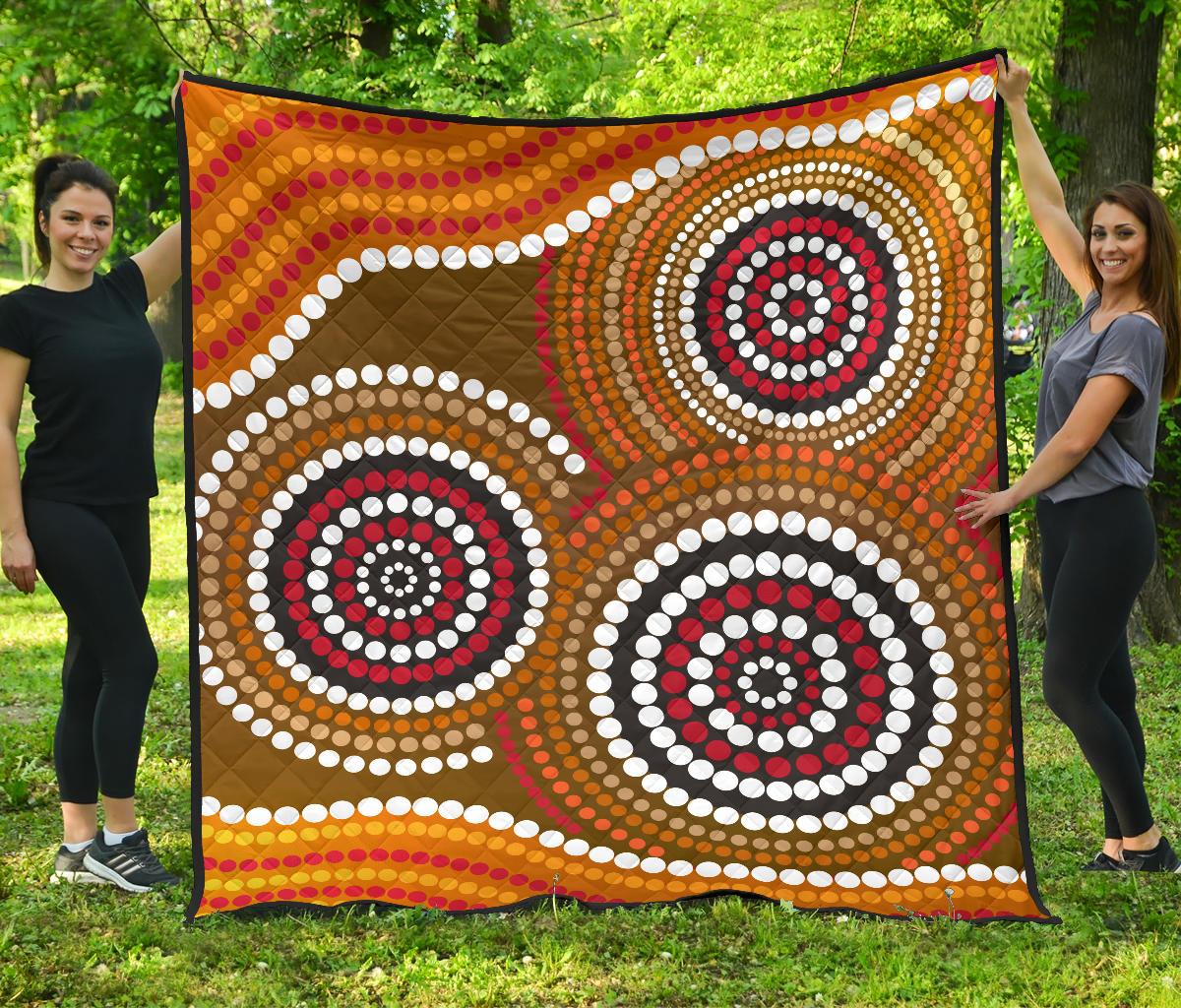 aboriginal-premium-quilt-australia-brown-circle-dot-painting-art