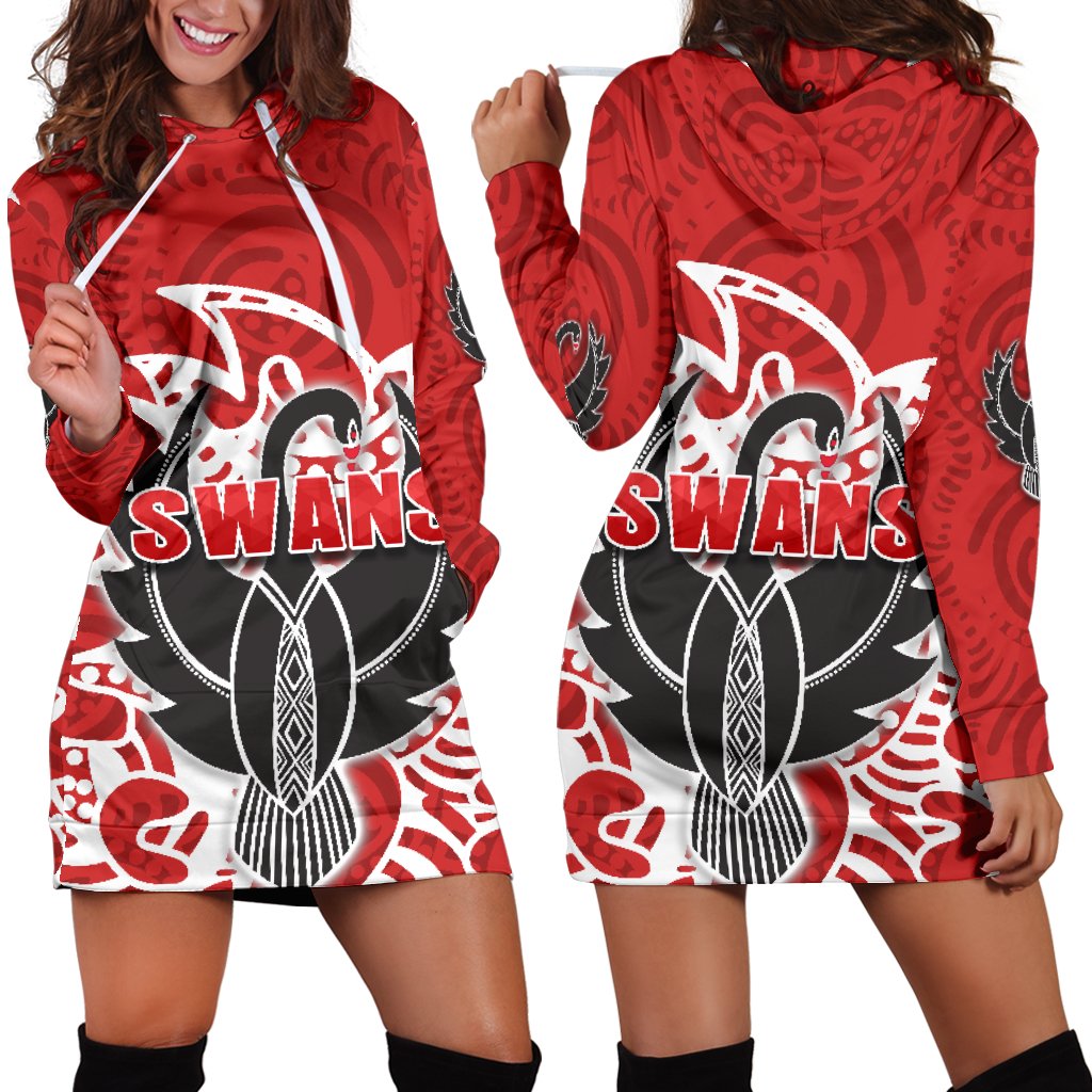 Sydney Women Hoodie Dress Simple Indigenous Swans - Vibe Hoodie