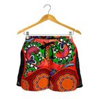Aboriginal Women's Shorts - Aussie Indigenous Patterns Orange - Vibe Hoodie