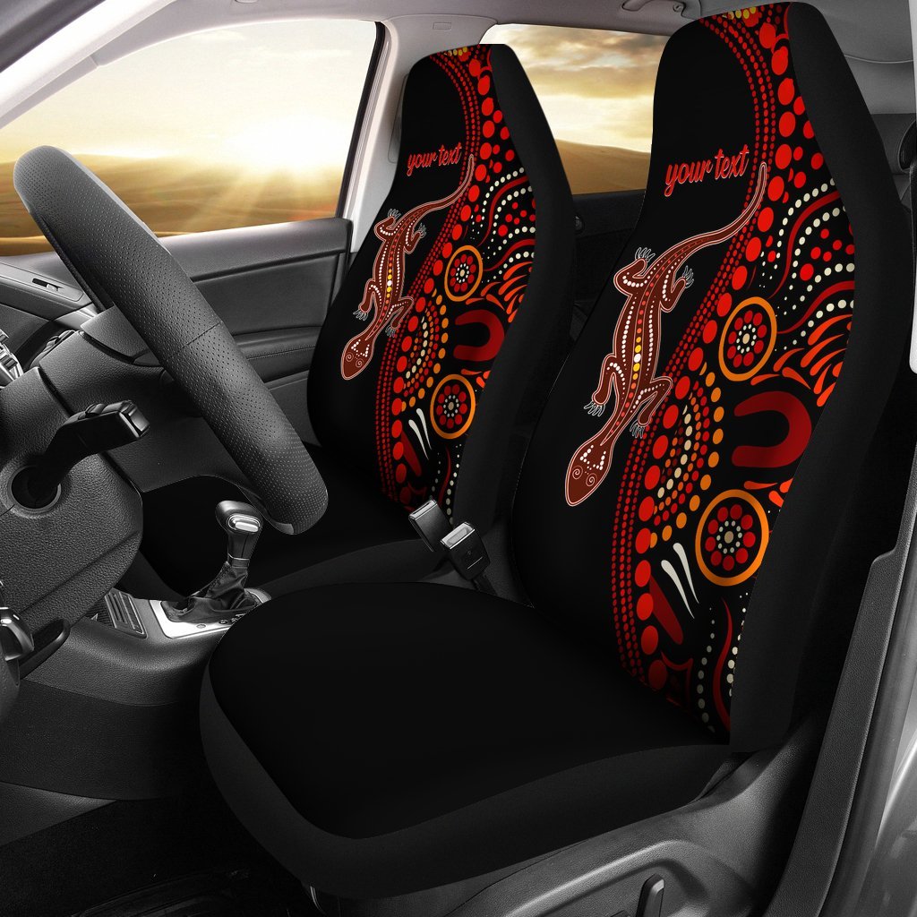 aboriginal-personalised-car-seat-covers-aboriginal-lizard-with-dot-painting-pattern