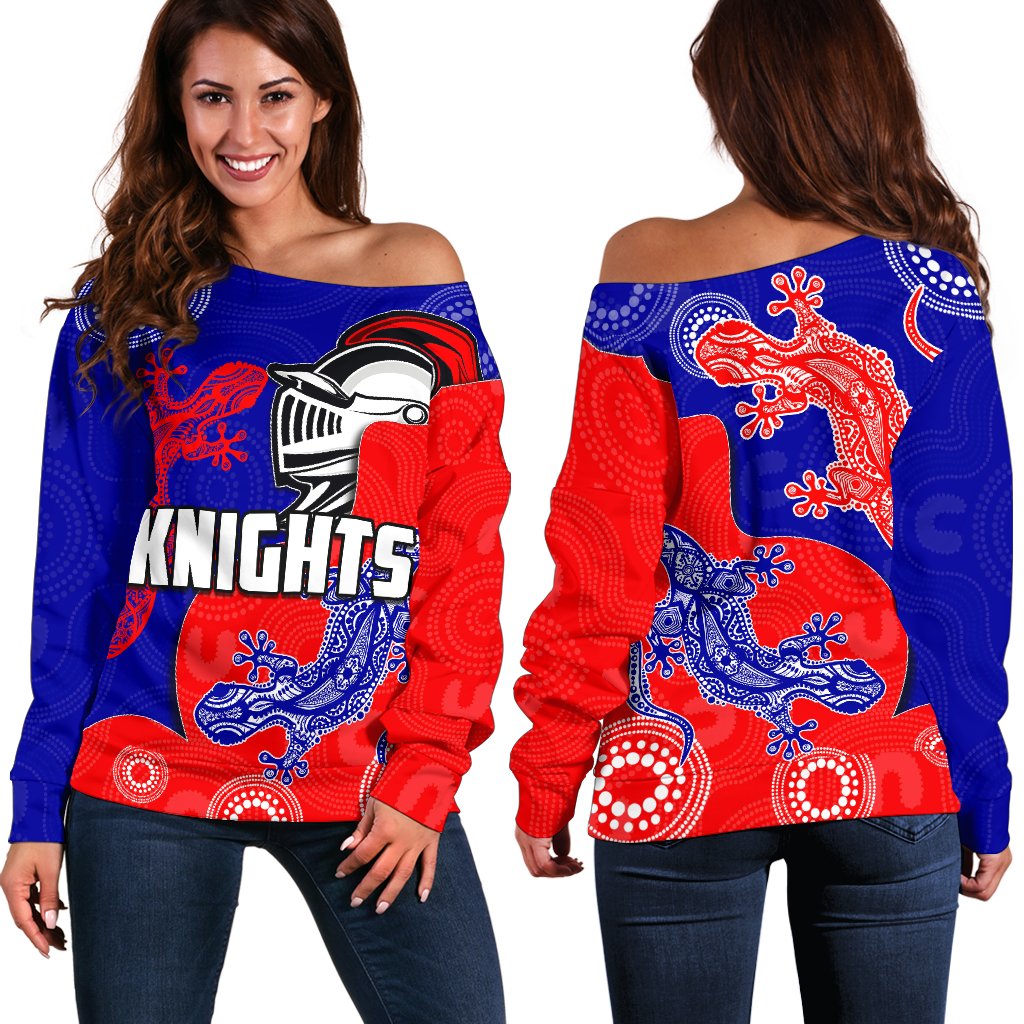 Newcastle Knights Women's Off Shoulder Sweater Aboriginal - Vibe Hoodie