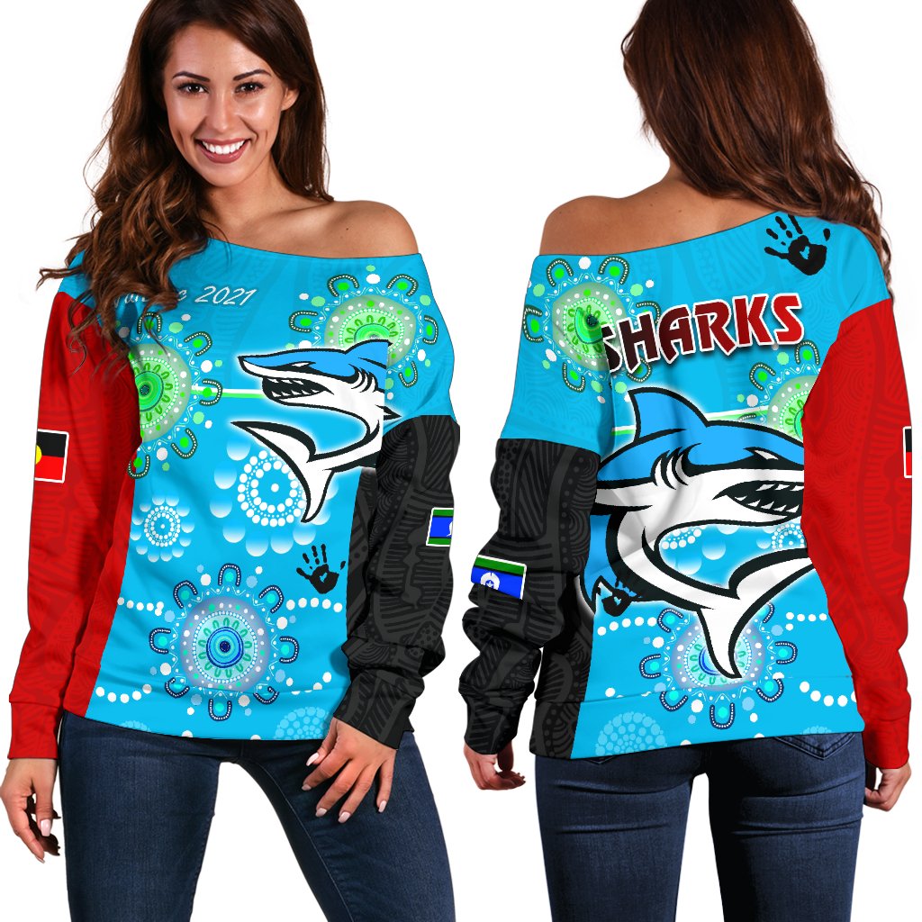 Naidoc Sharks 2021 Off Shoulder Sweater Indigenous Life LT13 - Vibe Hoodie