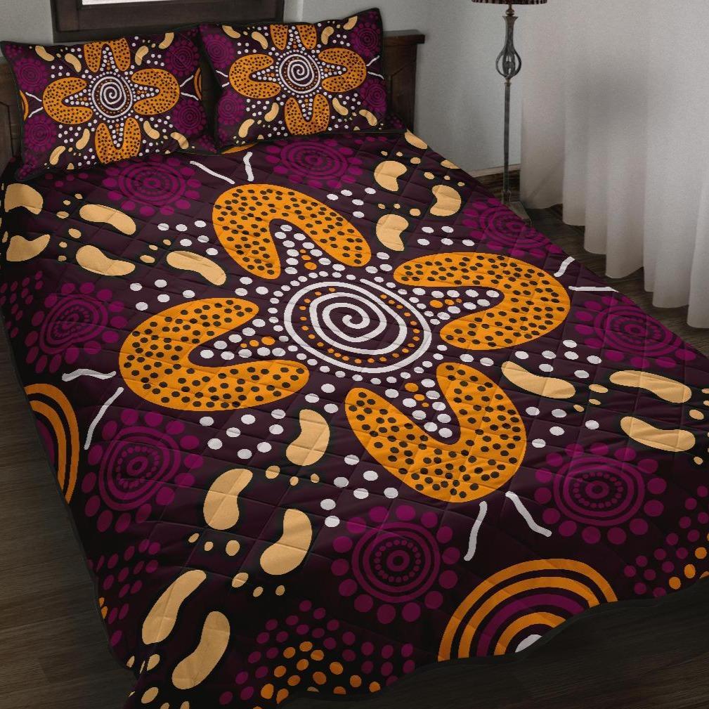 aboriginal-quilt-bed-set-flowers-dot-panting-art