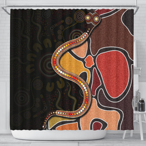 shower-curtain-aboriginal-snake-with-dot-painting