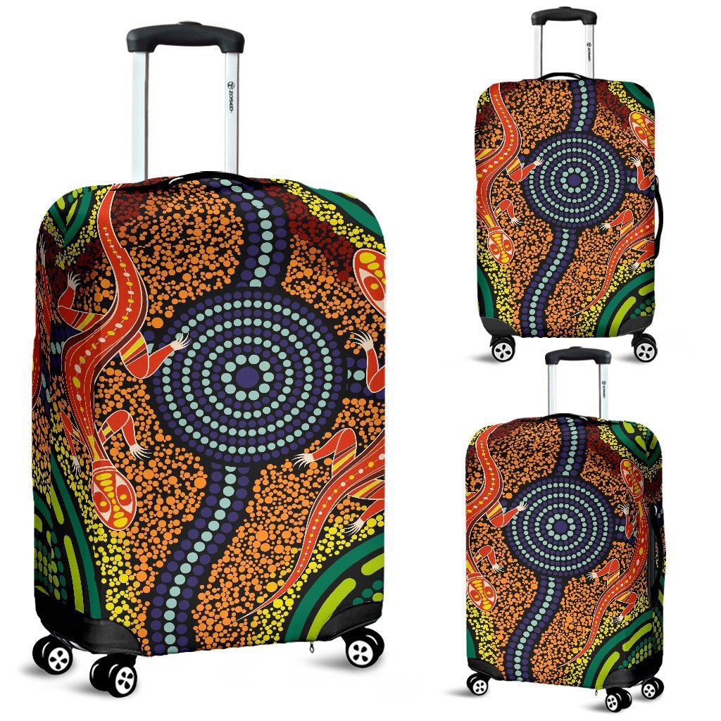 1st-australia-luggage-covers-aboriginal-two-lizards-dot-painting-circle