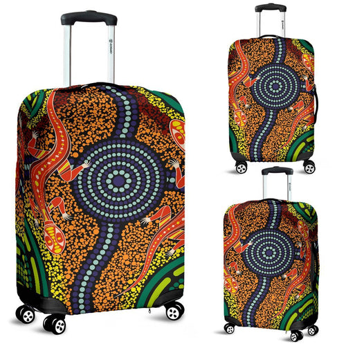 1st-australia-luggage-covers-aboriginal-two-lizards-dot-painting-circle