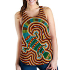 Aboriginal Women's Racerback Tank, Lizard Dot Painting Patterns - Vibe Hoodie