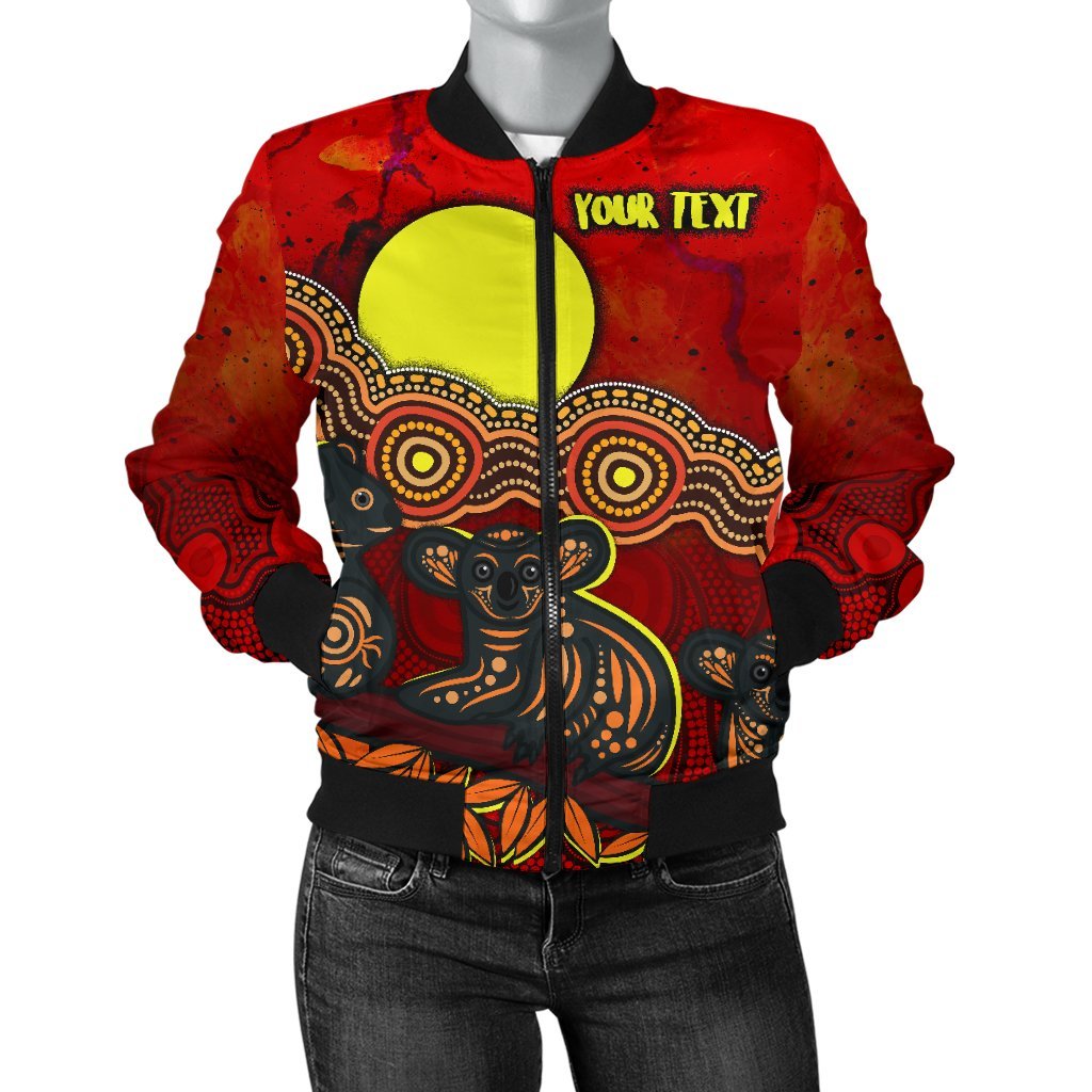 custom-text-aboriginal-womens-bomber-jacket-australian-indigenous-koala