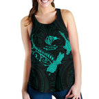New Zealand Heart Women'S Racerback Tank - Map Kiwi Mix Silver Fern Turquoise - Vibe Hoodie