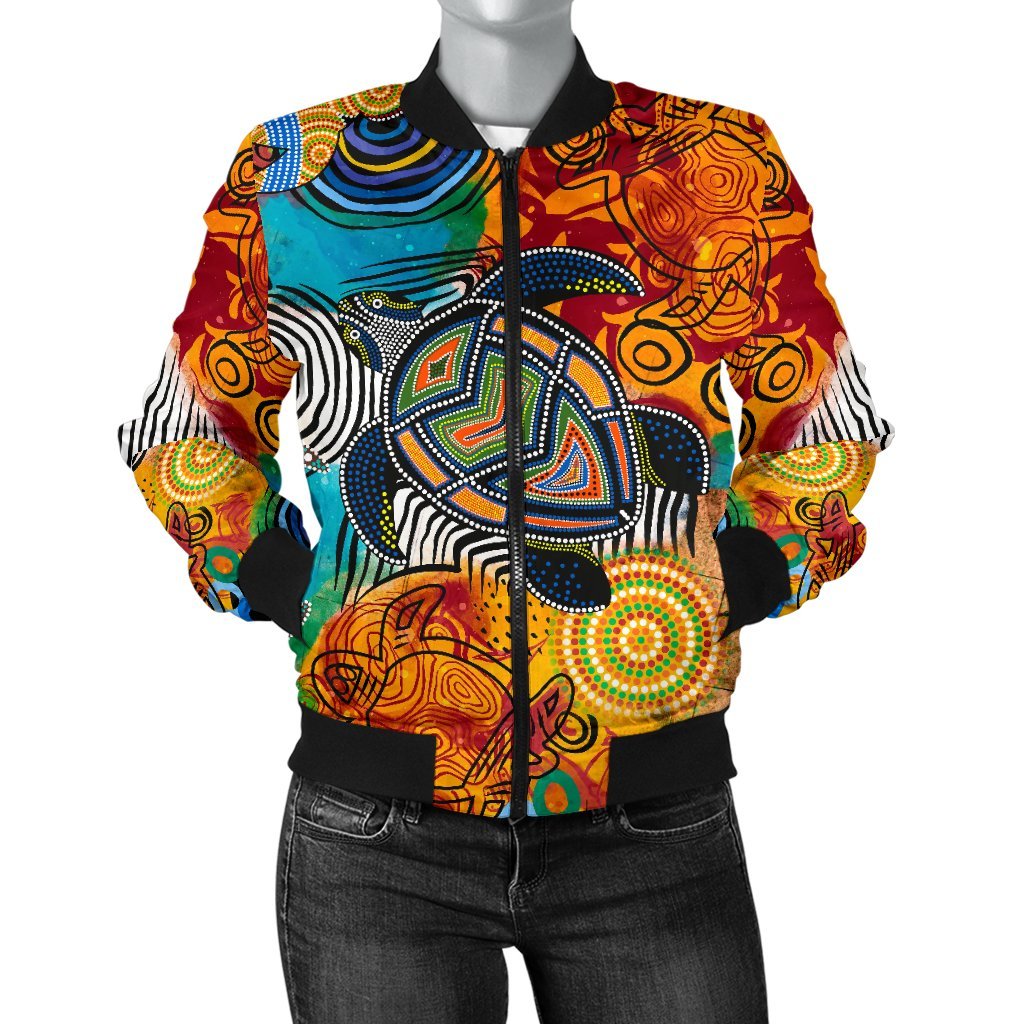 aboriginal-womens-bomber-jacket-turtle-indigenous-art