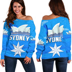 Sydney Sky Blue Off Shoulder Sweater - Vibe Hoodie