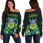Canberra Women Off Shoulder Sweater Raiders Viking Simple Indigenous - Vibe Hoodie
