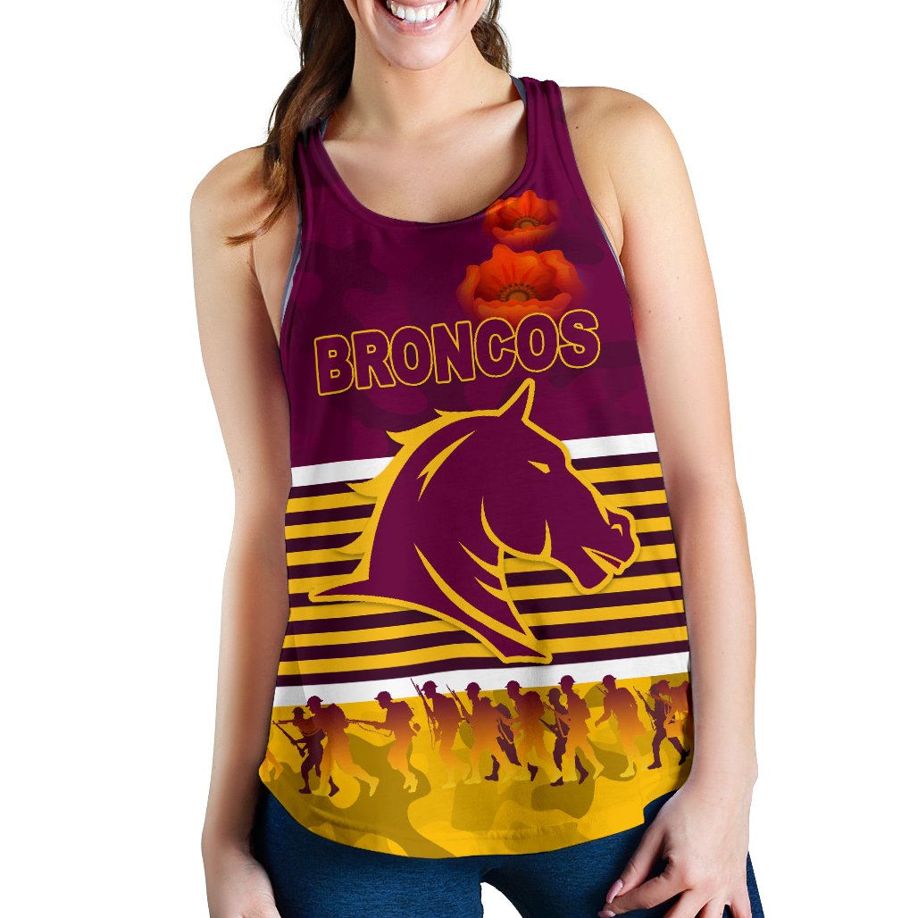 Brisbane Broncos Women's Racerback Tank Anzac Day Simple Style - Maroon - Vibe Hoodie