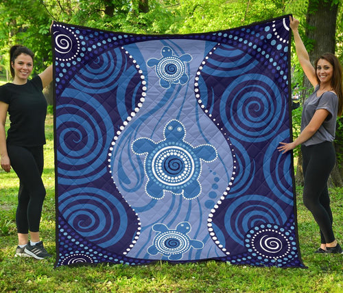 aboriginal-premium-quilt-australian-blue-turtle-aboriginal-art