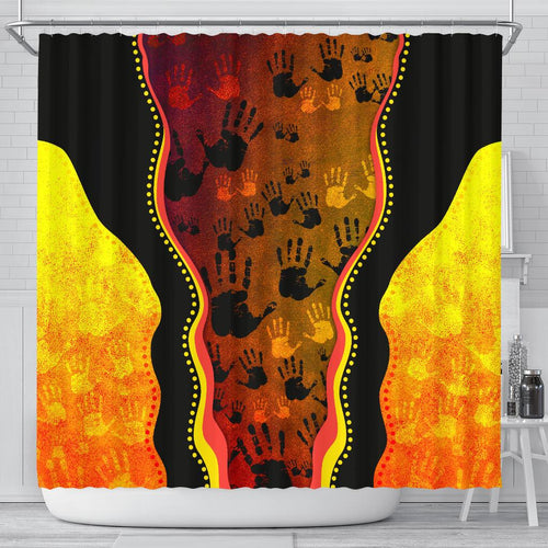 shower-curtain-aboriginal-rock-painting-hand-art-golden-style