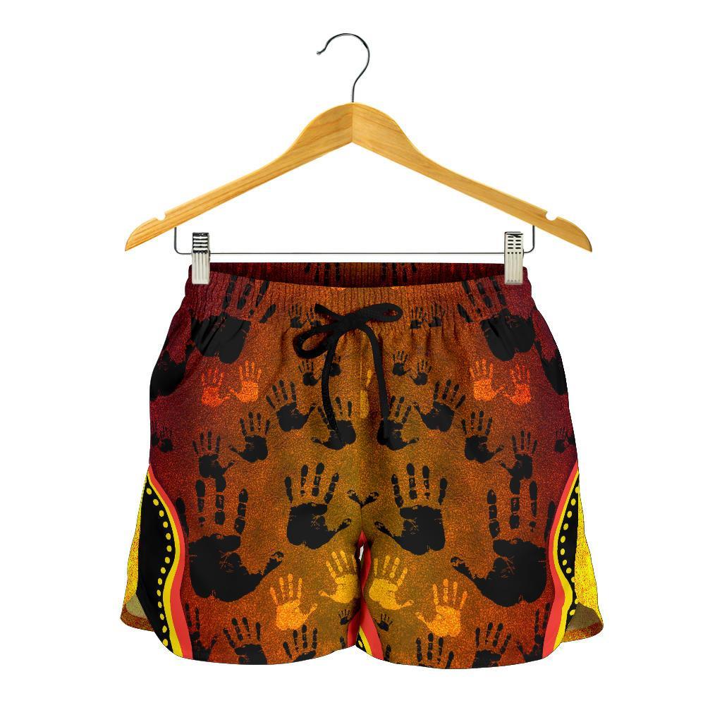 Aboriginal Shorts, Indigenous Rock Painting Hand Art Golden Style Women - Vibe Hoodie