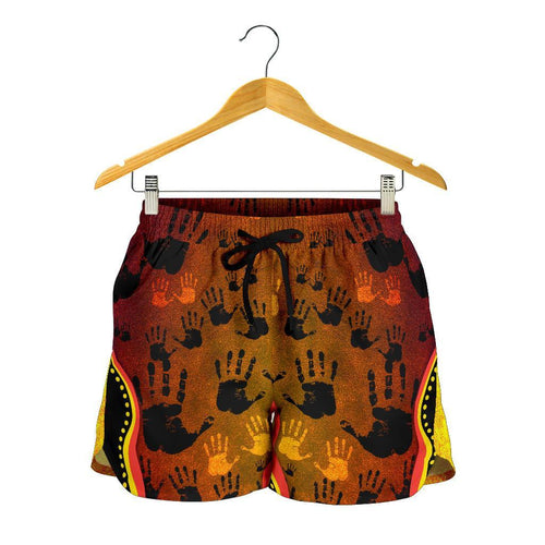 Aboriginal Shorts, Indigenous Rock Painting Hand Art Golden Style Women - Vibe Hoodie