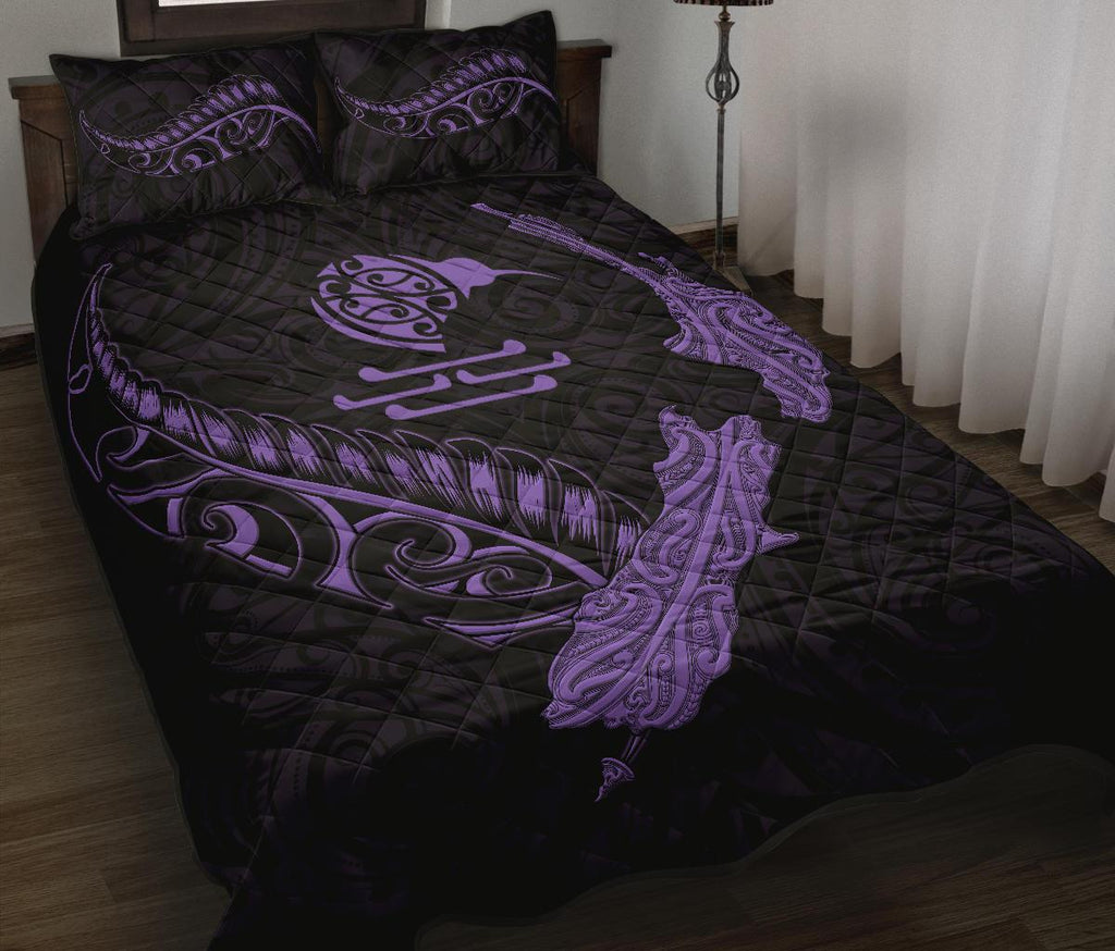 new-zealand-heart-quilt-bed-set-map-kiwi-mix-silver-fern-pastel-purple