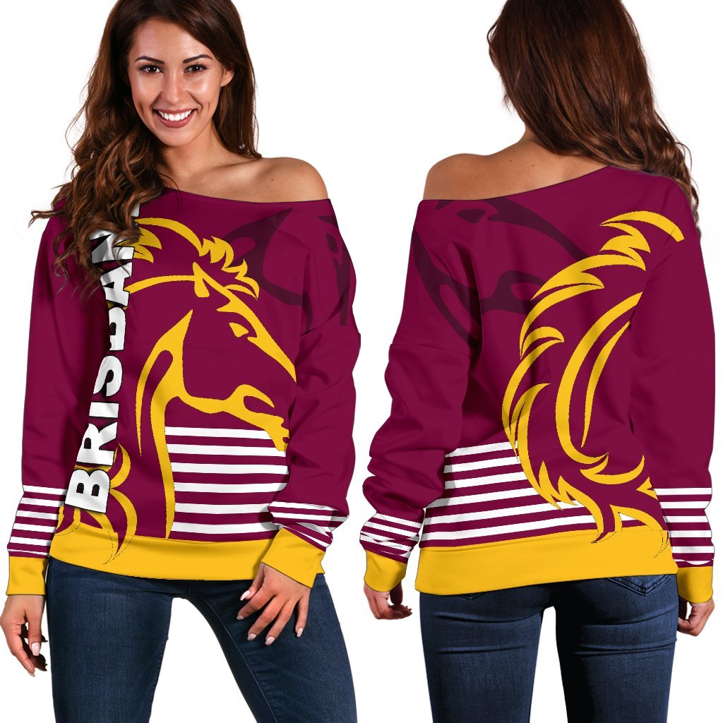 Brisbane Broncos Women's Off Shoulder Sweater - Vibe Hoodie