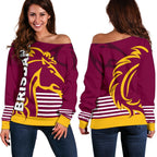 Brisbane Broncos Women's Off Shoulder Sweater - Vibe Hoodie