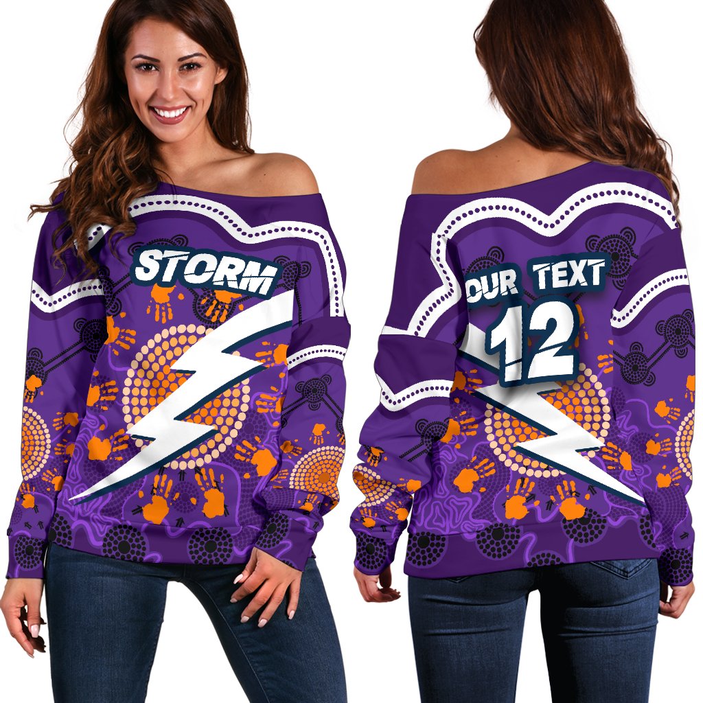 (Custom Personalised) Storm Women's Off Shoulder Sweater Indigenous Aboriginal Melbourne - Sun Style - Vibe Hoodie