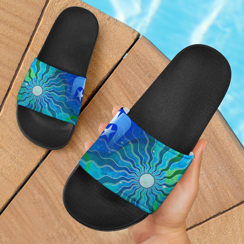 slide-sandals-torres-strait-islanders-flag-with-aboriginal-patterns-black