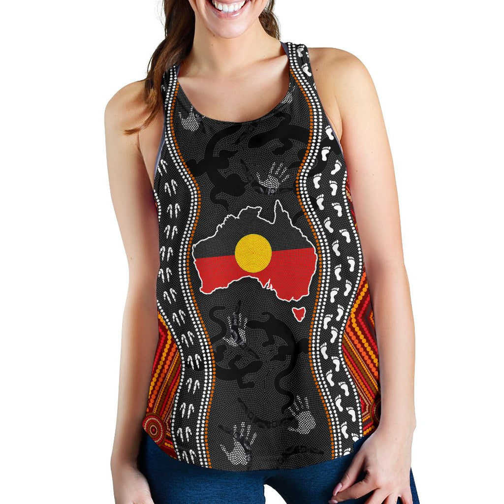 Aboriginal Women's Racerback Tank - Australia Indigenous Map - Vibe Hoodie