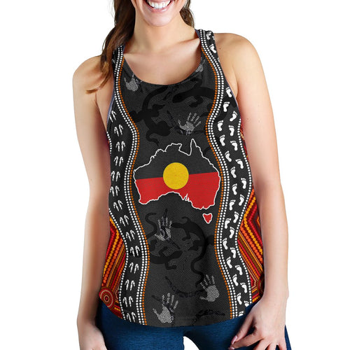 Aboriginal Women's Racerback Tank - Australia Indigenous Map - Vibe Hoodie