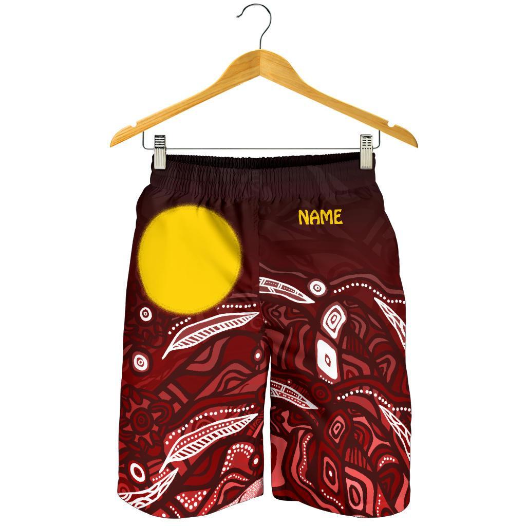 custom-text-aboriginal-mens-shorts-red-landscape