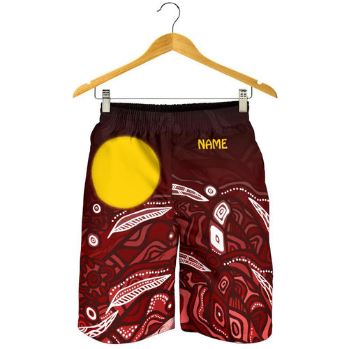 custom-text-aboriginal-mens-shorts-red-landscape