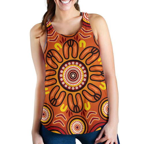 Aboriginal Women's Racerback Tank - Circle Flowers Patterns VER01 - Vibe Hoodie