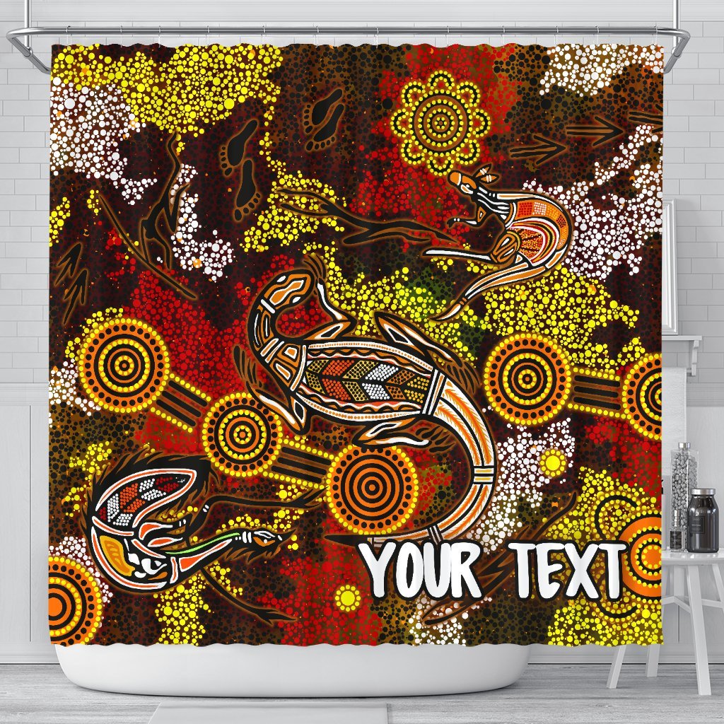 custom-aboriginal-shower-curtain-kangaroo-and-lizard-dot-painting-art