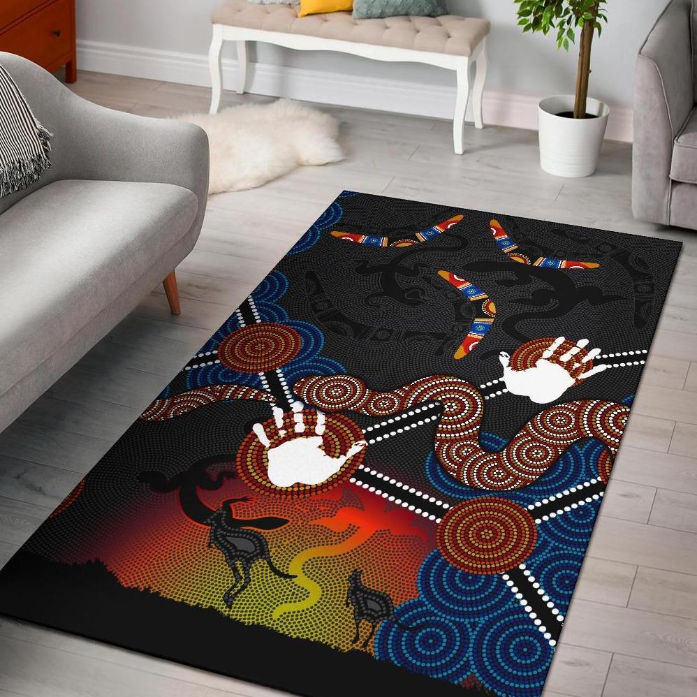 aboriginal-area-rug-australian-boomerang-and-snake-indigenous-art