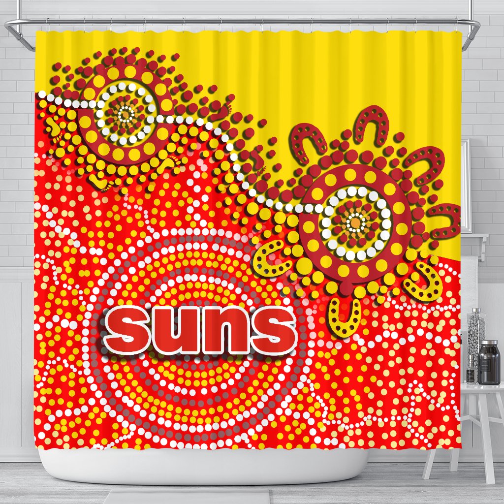 gold-coast-shower-curtain-sun-aboriginal