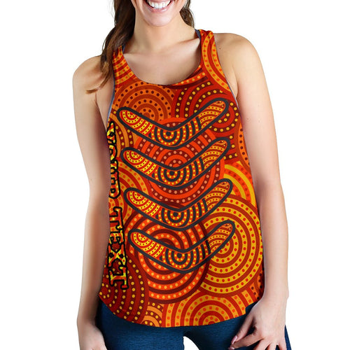 Aboriginal Personalised Women's Racerback Tank - Aboriginal Boomerangs And Dot Circle - Vibe Hoodie