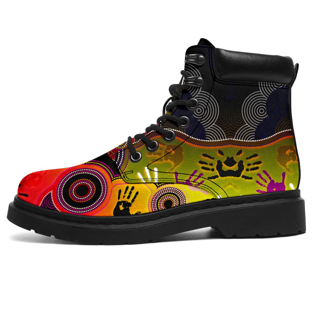 aboriginal-all-season-boots-indigenous-circle-dot-painting-hand-art