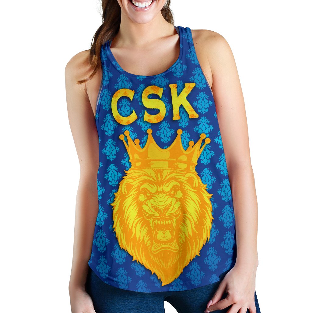 CSK Women Racerback Tank Cricket Traditional Pride - Blue - Vibe Hoodie