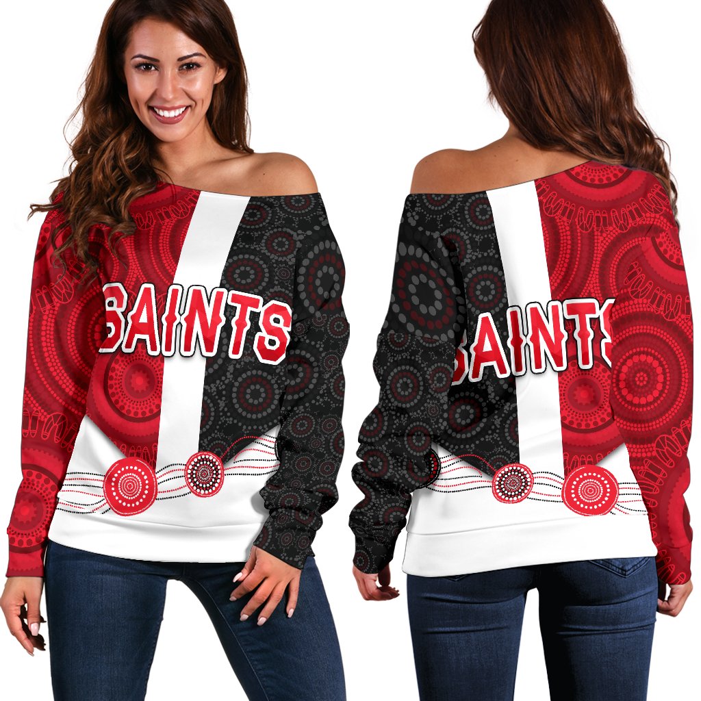 Saints Women Off Shoulder Sweater Indigenous - Vibe Hoodie