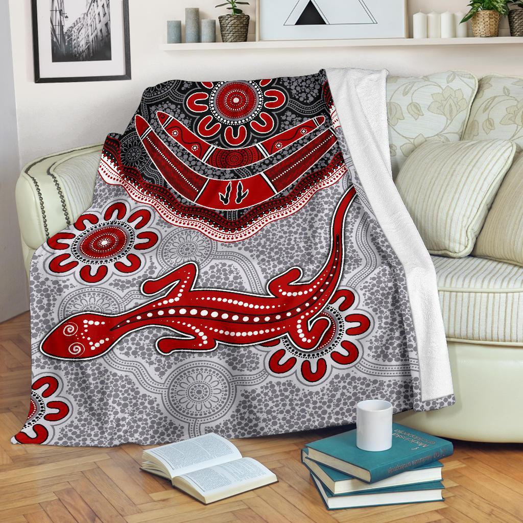 aboriginal-premium-blanket-indigenous-boomerang-and-lizard-art