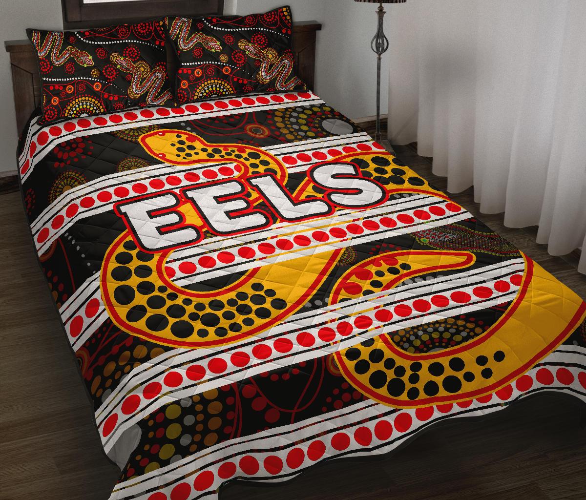 parramatta-eels-quilt-bed-set-tribal-style-black