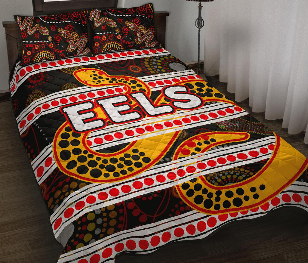 parramatta-eels-quilt-bed-set-tribal-style-black