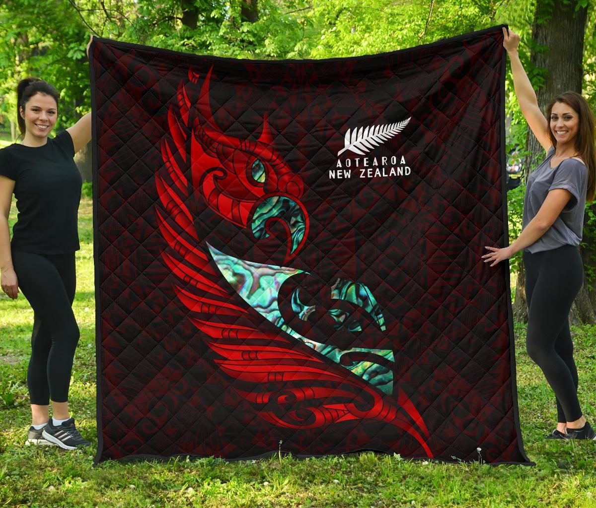 new-zealand-premium-quilt-manaia-paua-fern-wing-red