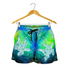 Aboriginal Women's Shorts - Indigenous Turtle Ocean Dot Painting Art - Vibe Hoodie